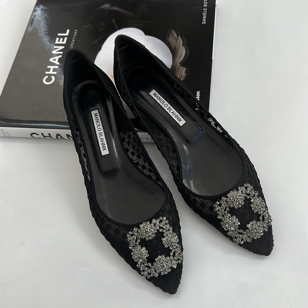 Manolo blahnik HANGISIFLAT LACE flat 40/9
